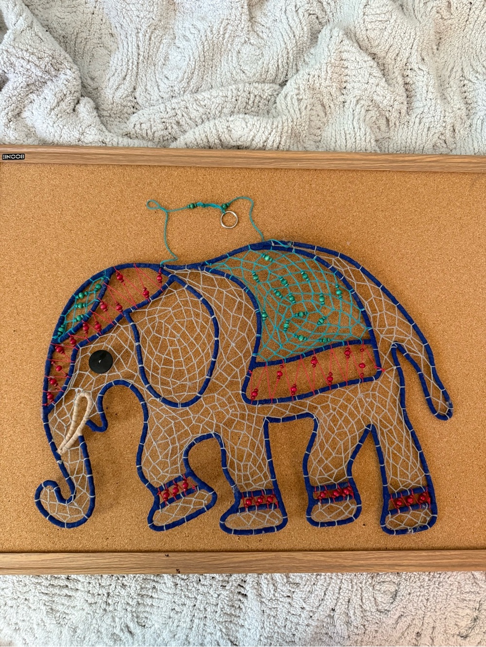 Handcrafted Elephant Wall Art in Blue, Teal & Red